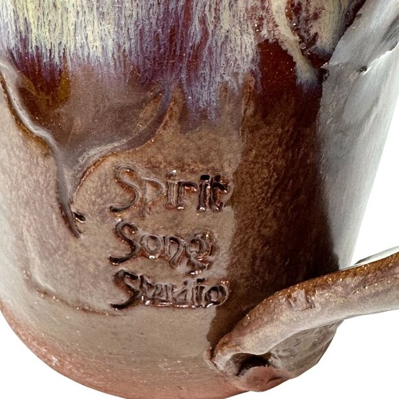 Spirit Song Studio Mug Redware Drip Glaze Cross Earthenware Mississippi 12 oz - Picture 2 of 16